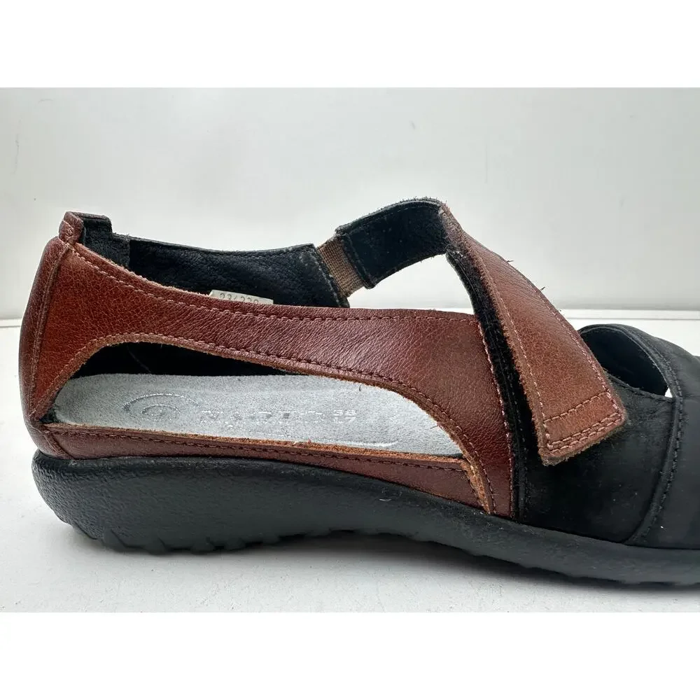 Naot Papaki Black & Cinnamon Leather Comfort Sandals Women's Sz 7 - Picture 5 of 10